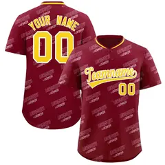 Crimson Gold Graffiti Full Button Baseball Jersey