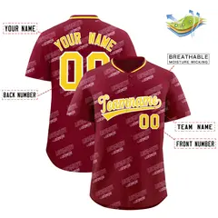 Crimson Gold Graffiti Full Button Baseball Jersey 2