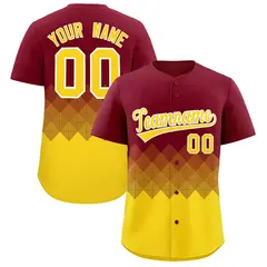 Crimson Gold Grid Blur Pattern Baseball Jersey