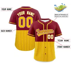 Crimson Gold Half Stripe Authentic Baseball Jersey 2