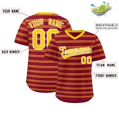 Crimson Gold Horizontal Stripe Pullover Baseball Jersey 2