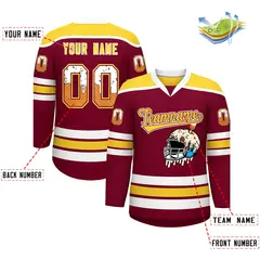 Crimson Gold Ice Cream Helmet Pattern Hockey Jersey 2