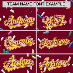 Crimson Gold Ice Cream Pattern V-Neck Hockey Jersey 3