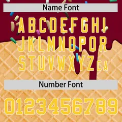 Crimson Gold Ice Cream Pattern V-Neck Hockey Jersey 4