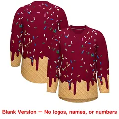 Crimson Gold Ice Cream Pattern V-Neck Hockey Jersey 7
