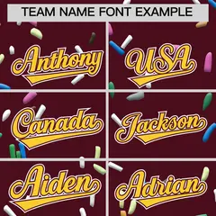 Crimson Gold Ice Cream Pattern V-Neck Hockey Jersey 3