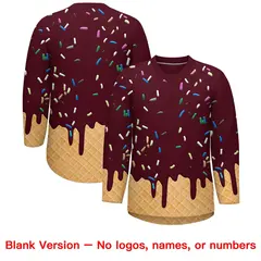 Crimson Gold Ice Cream Pattern V-Neck Hockey Jersey 7