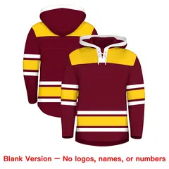 Crimson Gold Lace-Up Neck Raglan Hockey Hoodie Jersey 7