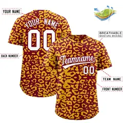 Crimson Gold Leopard Print Baseball Jersey 2