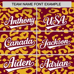 Crimson Gold Leopard Print Baseball Jersey 3