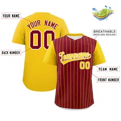Crimson Gold Pinstripe Two-Tone Authentic Baseball Jersey 2
