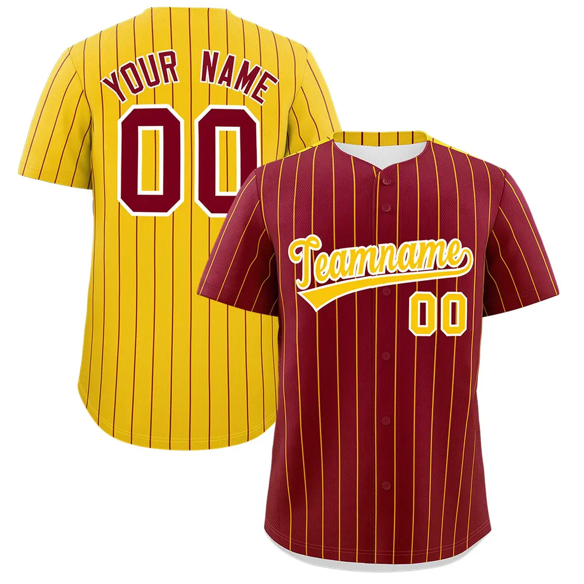 Crimson Gold Pinstripe Two-Tone Authentic Baseball Jersey