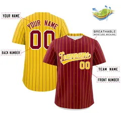 Crimson Gold Pinstripe Two-Tone Authentic Baseball Jersey 2
