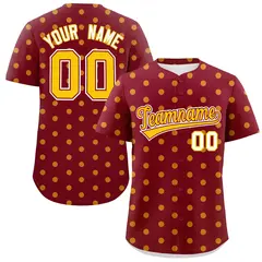 Crimson Gold Polka Dot Graffiti Authentic Baseball Jersey 1