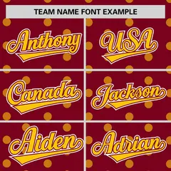 Crimson Gold Polka Dot Graffiti Authentic Baseball Jersey 3