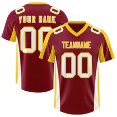 Crimson Gold Side Stripe Athletic Football Jersey 1