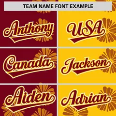 Crimson Gold Split Flower Graffiti Authentic Baseball Jersey 3
