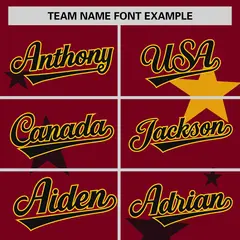 Crimson Gold Star Graffiti Two-Button Baseball Jersey 3