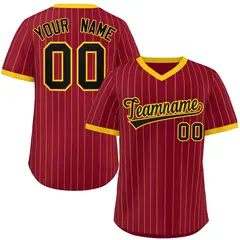 Crimson Gold Stripe Authentic Pullover Baseball Jersey 1
