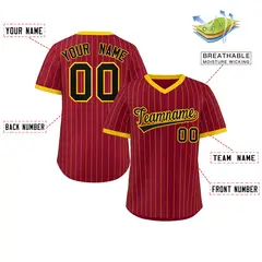 Crimson Gold Stripe Authentic Pullover Baseball Jersey 2