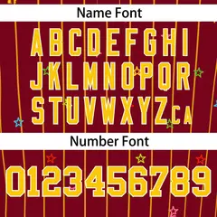 Crimson Gold Stripe Star Pattern Authentic Baseball Jersey 4