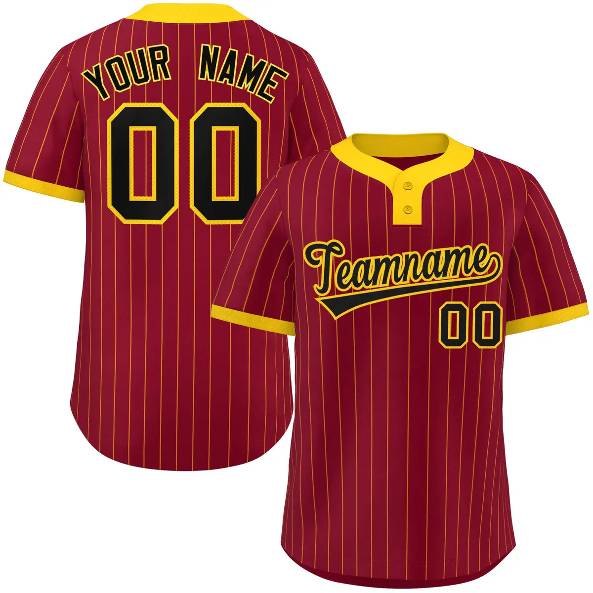 Crimson Gold Stripe Two-Button Softball Jersey