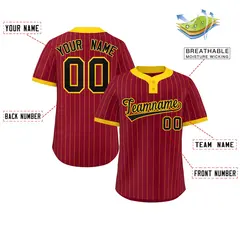 Crimson Gold Stripe Two-Button Softball Jersey 2