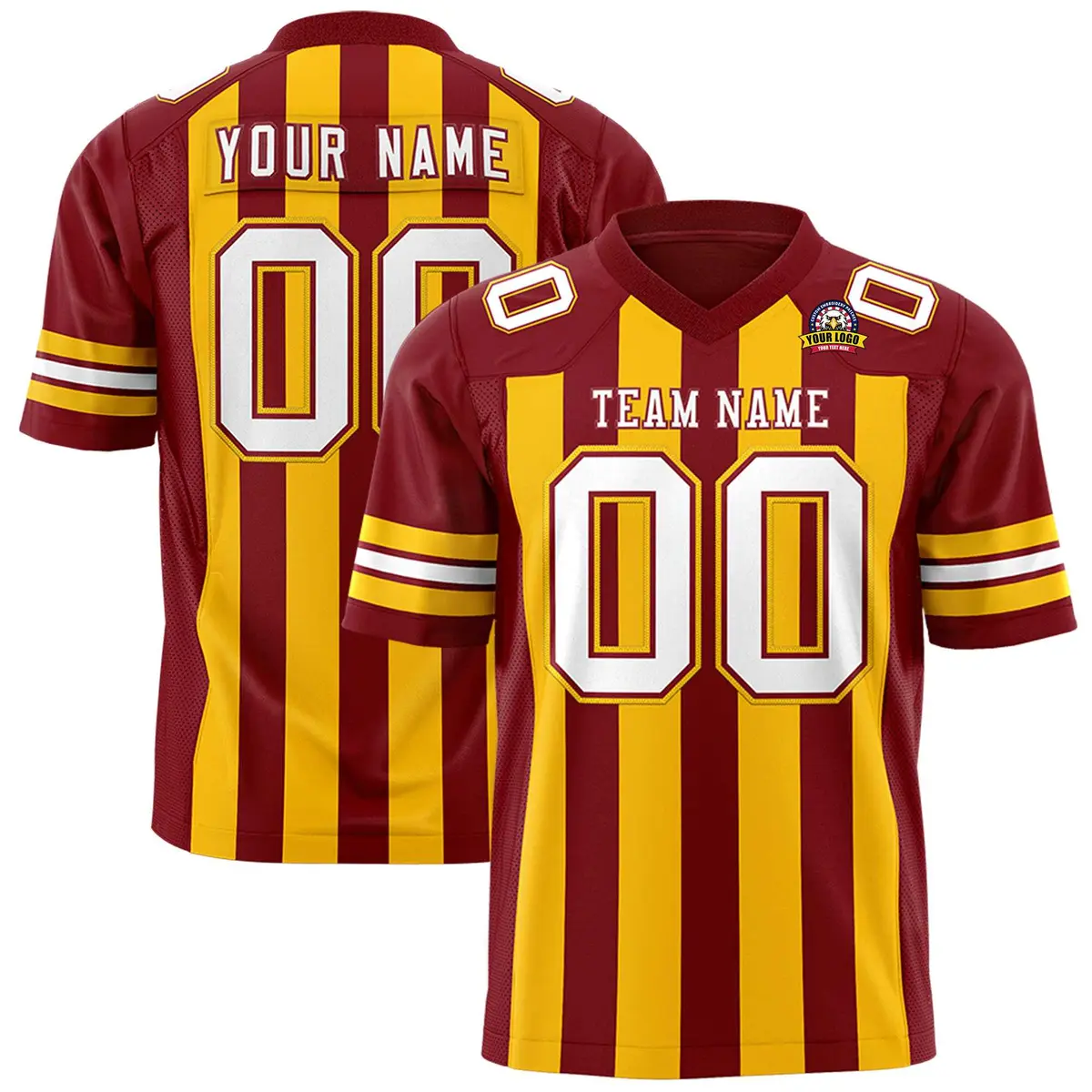 Crimson Gold Thick Stripe Authentic Football Jersey