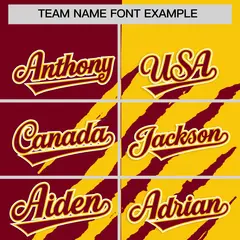 Crimson Gold Tiger Claw Scratch Split Baseball Jersey 3