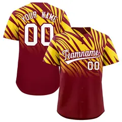 Crimson Gold Tiger Stripe Gradient Baseball Jersey 1