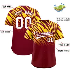Crimson Gold Tiger Stripe Gradient Baseball Jersey 2