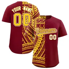 Crimson Gold Tribal Split Baseball Jersey 1