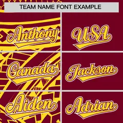 Crimson Gold Tribal Split Baseball Jersey 3