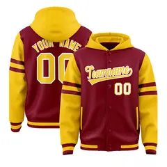 Crimson Gold Varsity Three Stripes Raglan Jacket Hoodie 1