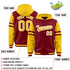 Crimson Gold Varsity Three Stripes Raglan Jacket Hoodie 4