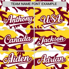 Crimson Gold White Camo Gradient Fashion Baseball Jersey 3