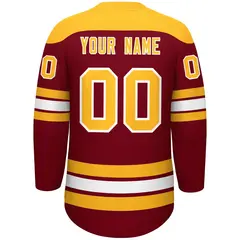 Crimson Gold White Classic Lace-Up Neck Hockey Jersey 4