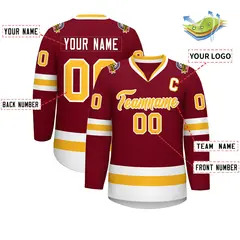 Crimson Gold-White Classic Style Hockey Jersey 2