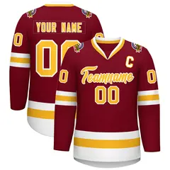 Crimson Gold-White Classic Style Hockey Jersey 1