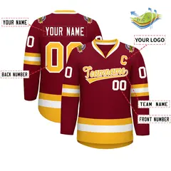 Crimson Gold-White Classic Style Hockey Jersey 2