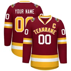 Crimson Gold-White Classic Style Hockey Jersey 1