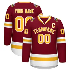 Crimson Gold-White Classic Style Hockey Jersey 1