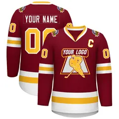 Crimson Gold-White Classic Style Hockey Jersey 1