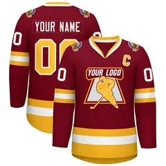 Crimson Gold-White Classic Style Hockey Jersey 1