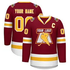 Crimson Gold-White Classic Style Hockey Jersey 1