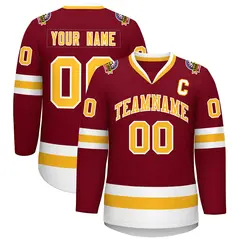 Crimson Gold-White Classic Style Hockey Jersey 1