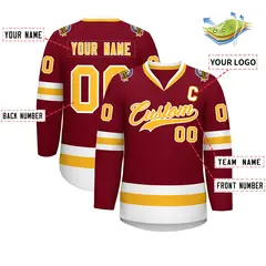 Crimson Gold-White Classic Style Hockey Jersey 2