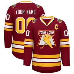 Crimson Gold-White Classic Style Hockey Jersey 1