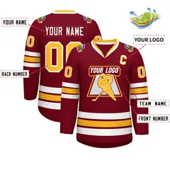 Crimson Gold-White Classic Style Hockey Jersey 2