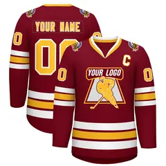 Crimson Gold-White Classic Style Hockey Jersey 1